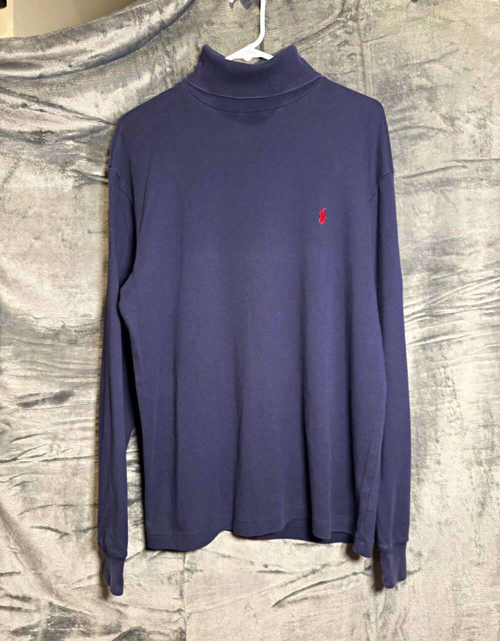 Polo by Ralph Lauren Mens Navy Solid 100%Cotton Turtleneck Logo Sweater M
